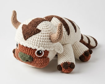 Amigurumi de crochê de um bisão voador bebê gigante | Padrão de pelúcia amigurumi de animal | PDF de bisão de crochê | Mais de 20 idiomas