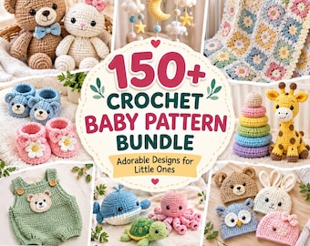 Crochet Baby Pattern Bundle PDF, Amigurumi Animals Blanket Booties Romper Pattern, Baby Shower Gift Crochet Patterns, Digital Download