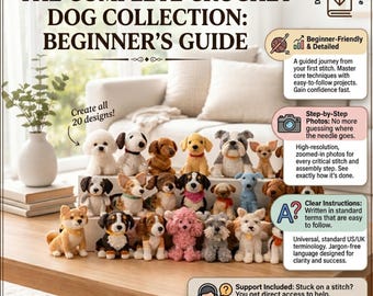 Dog Breed Crochet Pattern Collection, Amigurumi Puppy Dog Plushie PDF, Poodle Husky Dalmatian Corgi Pug Shiba Amigurumi Set