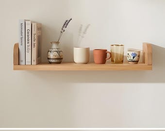 Estantería de pared minimalista de madera / Estantería flotante de roble / Decoración y almacenamiento de estilo escandinavo