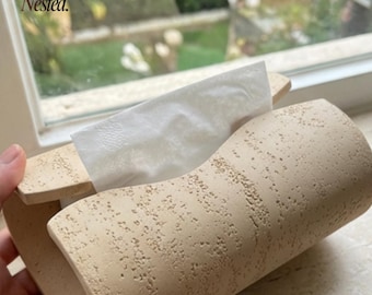 Minimalist Resin Tissue Box | Vintage Stone Style Napkin Holder | Modern Coffee Table Bathroom Decor