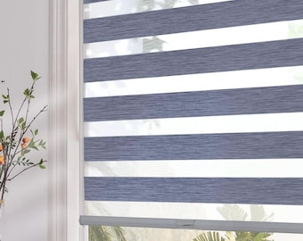 Persilux Verdunkelungsrollo für Fenster (35"B x 64"H, Dunkelgrau) mit Upgraded Free-Stop Dual Layers Sheer Roller Sha