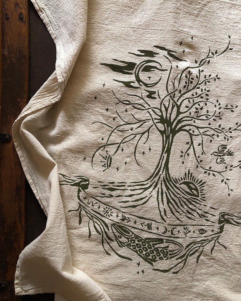 Tree of Life printed cotton towel by Talufane