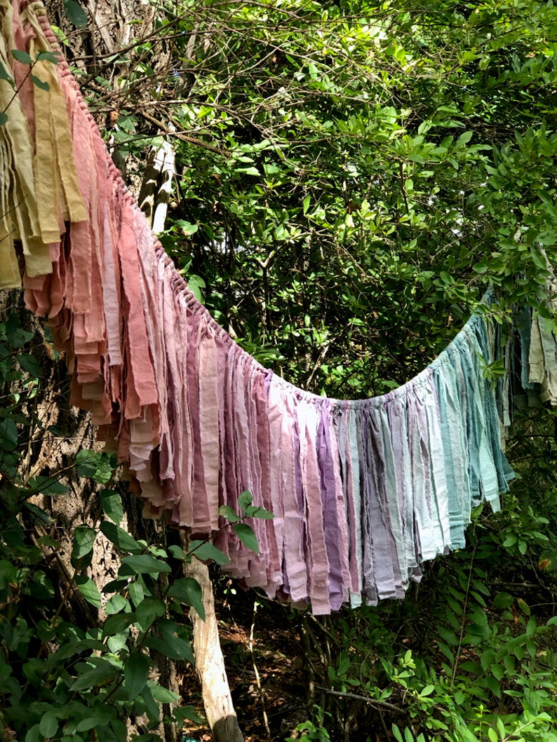 Fable Hand Dyed Fabric Garland. Natural Home. Engagement Party Garland. Wedding Decorations. Wedding Banner. Nursery Wall Art. Textile Art. image 5