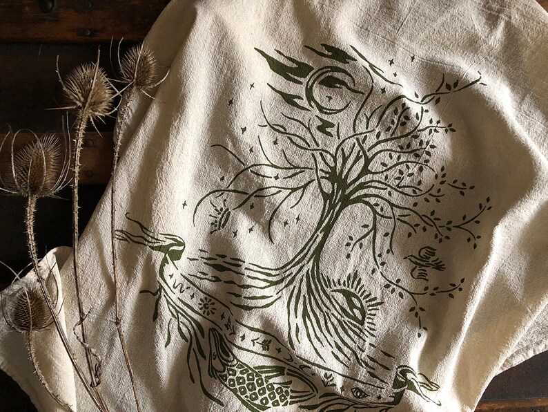 Tree of Life printed cotton towel by Talufane