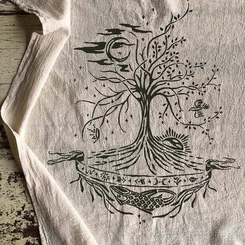 Tree of Life printed cotton towel by Talufane