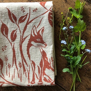 The Fox and the Fireflies Towel. Flour Sack Towel. Cotton Tea Towel. Natural Kitchen Towel. EcoFriendly Towel. Natural Home. Fox Towel image 6