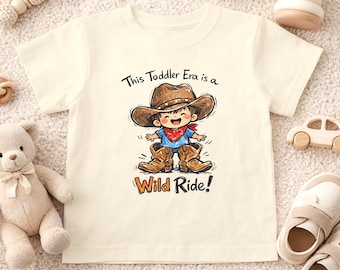 Toddler Cowboy Shirt, Wild Ride Western Graphic Tee, Ranch Baby Outfit