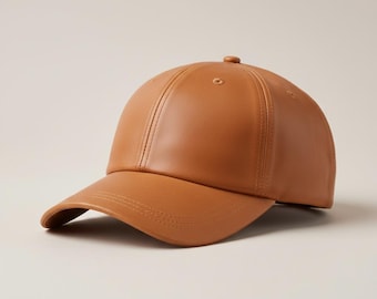 Minimalistische leren baseballpet | Handgemaakte moderne unisex pet van echt leer | Strakke streetwear-stijl