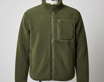 Sherpa-jas voor heren | Volledig gevoerde sherpa-fleece jas met ritssluiting | Warme winterjas met teddy-look en borstzak met ritssluiting
