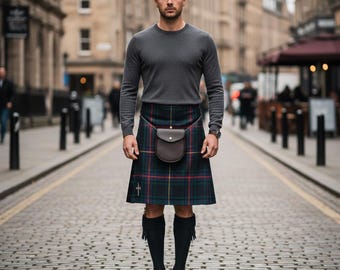Schotse tartan kilt voor heren - Traditionele wollen kilt met Highland-ruitpatroon, moderne pasvorm in Schotse stijl