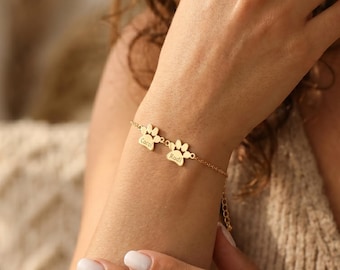 Pulsera con nombre y huella de pata, pulsera personalizada con huella de pata, pulsera con nombre de mascota, pulsera minimalista con huella de pata, pulsera para perro o gato, regalo de Navidad