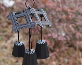 3 Bells Iron Wind Chime, Sweet Crisp Sound Wind Bell, Rustic Metal Hanging Ornament, Yard Garden Decor, Gift for Home Decoration