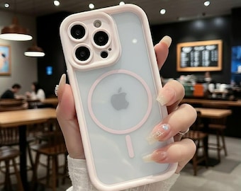 MagSafe iPhone-hoesje: mat transparant acryl, schokbestendige bumper