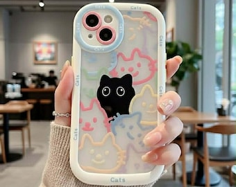 Cut Kat Dier Telefoon Case Voor iPhone 13 Funda iPhone 15 11 16 14 17 Pro Max Air 12 7 8 Plus SE 2020 17promax Silicone Soft Cover