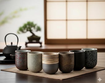 Japanese ceramic cup handmade tea cup black stoneware cup sake cup espresso cup wabi sabi pottery minimalist porcelain cup