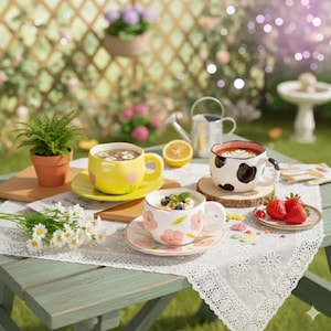 Korean Style Hand Pinched Ceramic Mug Irregular Flower Coffee Cup Gift | Cottagecore Mug