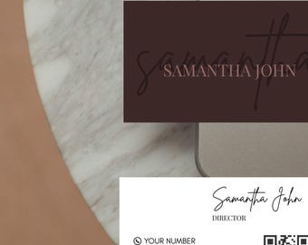 Minimalist QR Code Business Card Template, Canva Editable (Digital)