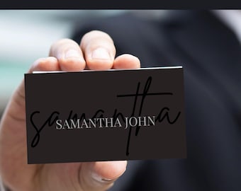 Editable Canva Business Card Black luxury Minimal Business Card Template, , Editable Canva Business Card, QR Code Business Card, corporate