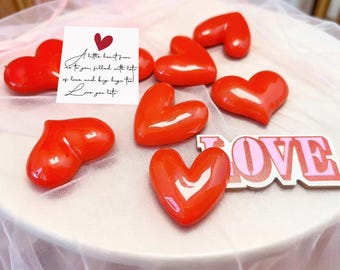 Juego de 8 imanes magnéticos para nevera con corazones rojos vibrantes: un bonito regalo de San Valentín para ella o él, decoración romántica.