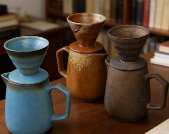 Juego de café de cerámica artesanal para verter sobre la cafetera – Rustic Home Barista Brewer