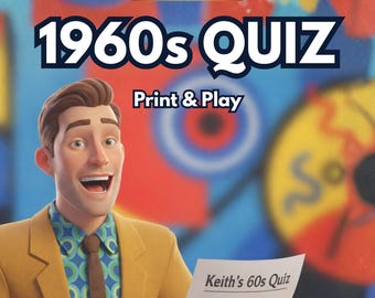 1960er Jahre Retro Quiz Printable | Kneipen Quiz Abend | 40 Fragen mit Antworten