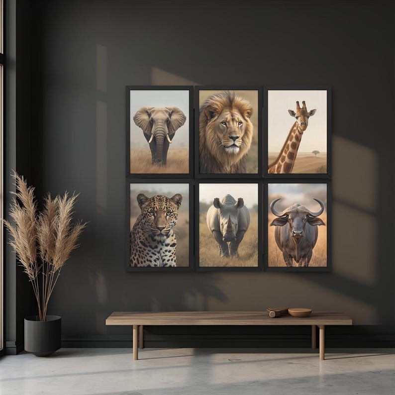 Big Five African Animal Prints Set, Safari Nursery Decor (digital ...