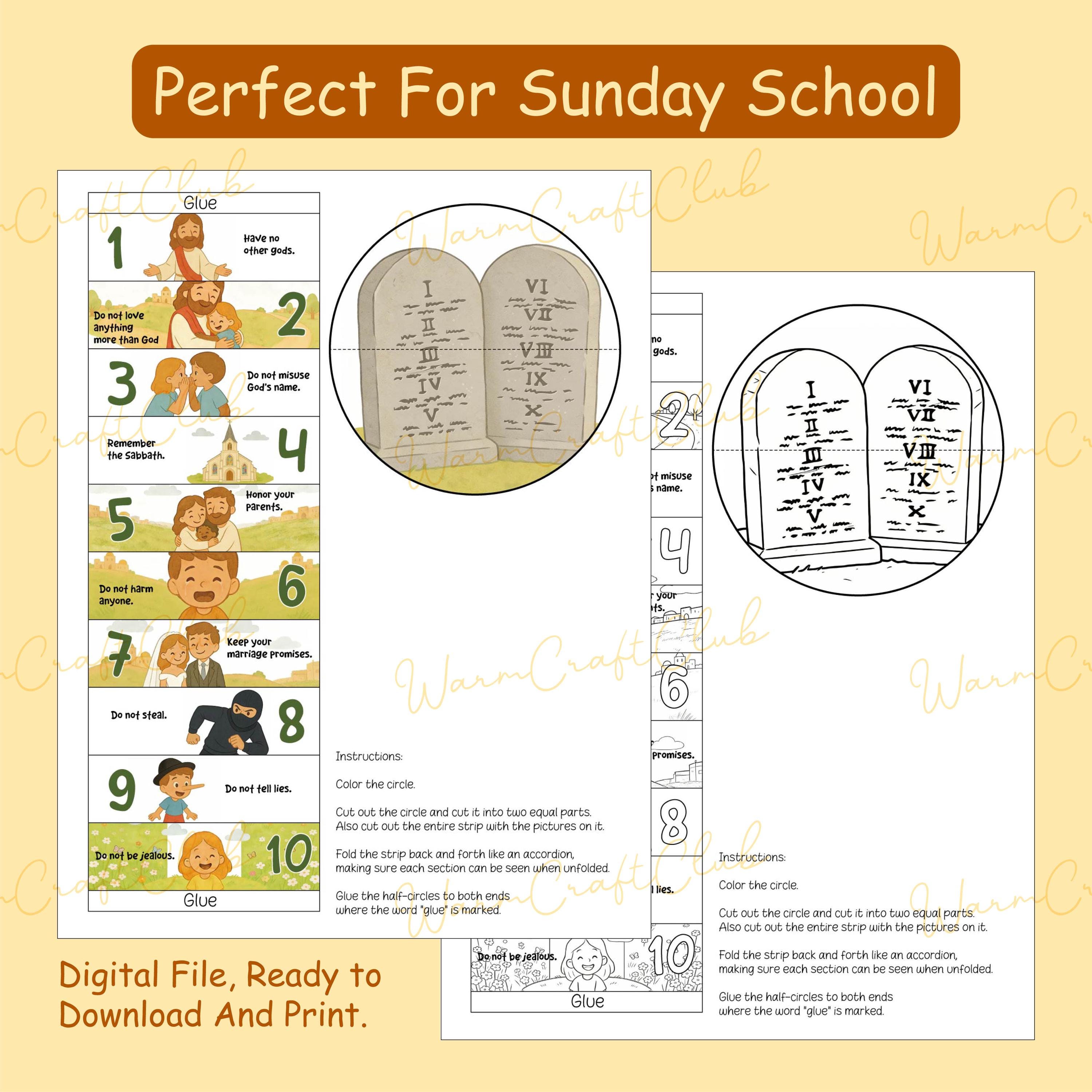 The Ten Commandments Craft, Folding Surprise Craft, Moses Story for ...