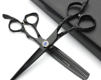 Japanische professionelle friseur schere friseur haare schneiden und ausdünnung/ schere set 7 ”für rechtshänder schwarz set