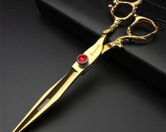Professionelle Friseurschere Friseursalon haarschneide Schere Rechtshänder Japanischer Stahl 7 ”Gold Dragon Griff