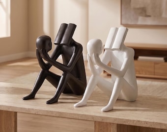 Book Reader Sculpture Resin Figurine Figure Statue Desk Shelf Decor Modern Minimalist Design Office Accent Home Styling Bookshelf Ornament