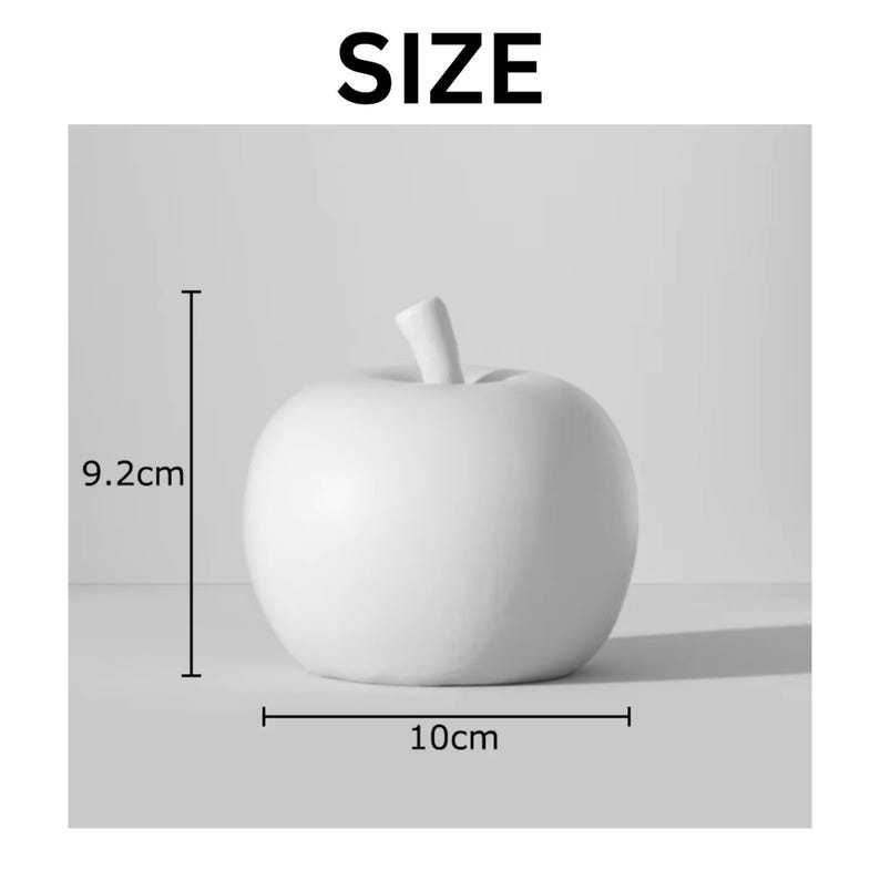 Black White Apple Sculpture Art Desk Decoration Home Accent Fruit Statue Modern Design Resin Ornament Minimalist Style Contemporary Decor Matte White Apple