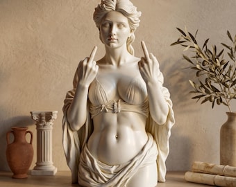 Venus de Milo Middle Finger Statue, Funny Greek Sculpture, Resin Classical Bust, Goddess Decor, Shelf Art, Unique Gift for Home Office