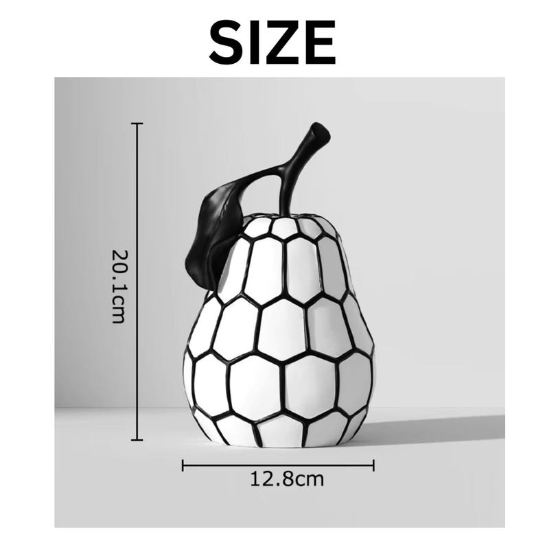 Black White Apple Sculpture Art Desk Decoration Home Accent Fruit Statue Modern Design Resin Ornament Minimalist Style Contemporary Decor Honeycomber Pear