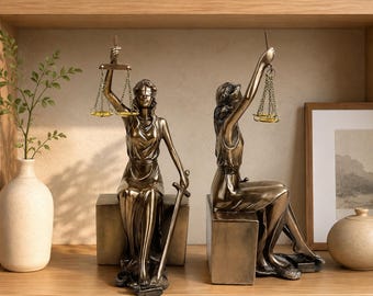 Lady Justice Statue Bookend Resin Roman Goddess Figurine Sculpture Lawyer Desk Decor Gift Judge Office Law Graduation Present Blind Justice