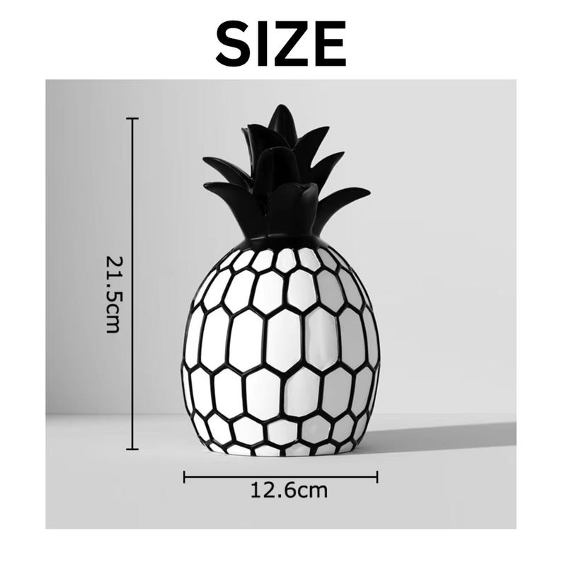 Black White Apple Sculpture Art Desk Decoration Home Accent Fruit Statue Modern Design Resin Ornament Minimalist Style Contemporary Decor HoneycombedPineapple