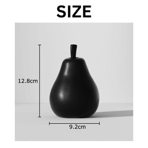 Black White Apple Sculpture Art Desk Decoration Home Accent Fruit Statue Modern Design Resin Ornament Minimalist Style Contemporary Decor Matte Black Pear