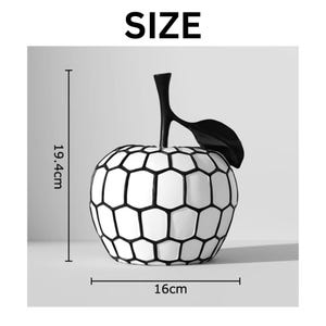 Black White Apple Sculpture Art Desk Decoration Home Accent Fruit Statue Modern Design Resin Ornament Minimalist Style Contemporary Decor Honeycombed Apple