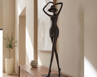 Abstract Woman Sculpture Metal Figurine Modern Art Statue Home Office Display Dancing Woman Ballet Statue Contemporary Design Female