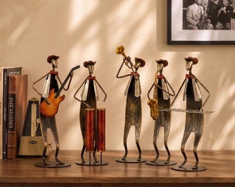 Musician Sculpture Set Jazz Band Decor Luxury Music Lover Gift Wedding Couple Home Office Desk Ornament Room Accent Modern Abstract Figurine