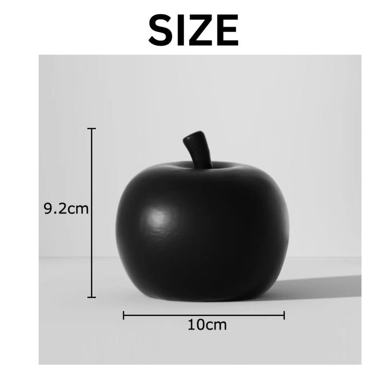 Black White Apple Sculpture Art Desk Decoration Home Accent Fruit Statue Modern Design Resin Ornament Minimalist Style Contemporary Decor Matte Black Apple
