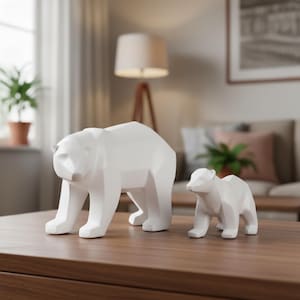 Nordic Bear Sculpture Minimalist Design Animal Figurine Polar Home Decor Scandinavian Style Modern Aesthetic Shelf Decoration Arctic