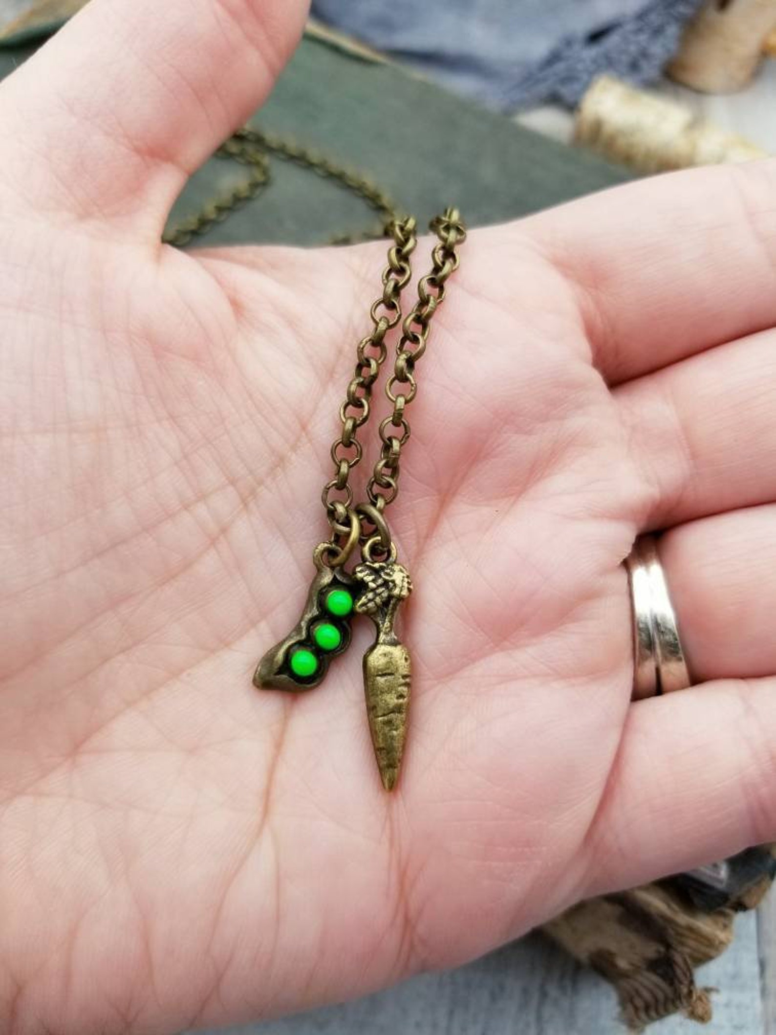 peas-and-carrots-necklace-with-card-two-peas-in-a-pod-bff-etsy