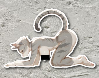 Sexy Anime Furry Cat On All Fours Sticker, Hot Anime Girl With Big Breasts Decal, Nude Hentai Girl NSFW Sticker 3"x4" 4"x6" 6"x8" 8"x10"