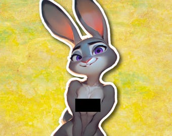 Sexy Anime Bunny-Girl Furry Sticker, Hot Anime Girl Small Boobs Decal, Nude Anime Girl Decal, NSFW Sticker 3"x4" 4"x6" 6"x8" 8"x10"