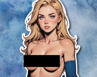 Anime Girl With Tape On Nipples Sticker, Sexy Hentai Female With Big Boobs Decal, Nude Hentai Girl NSFW Sticker 3"x4" 4"x6" 6"x8" 8"x10"