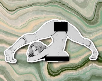 Anime Girl Doing Jack-O Pose Sticker, Sexy Hentai Female With Big Boobs Decal, Nude Hentai Girl NSFW Sticker 3"x4" 4"x6" 6"x8" 8"x10"