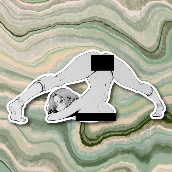 Anime Girl Doing Jack-O Pose Sticker, Sexy Hentai Female With Big Boobs Decal, Nude Hentai Girl NSFW Sticker 3"x4" 4"x6" 6"x8" 8"x10"