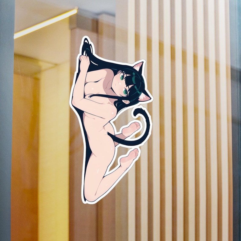 Nude Anime Cat-Girl Sticker, Sexy Anime Girl With Big Breasts Decal, Nude Hentai Girl NSFW Sticker 3"x4" 4"x6" 6"x8" 8"x10" image 5