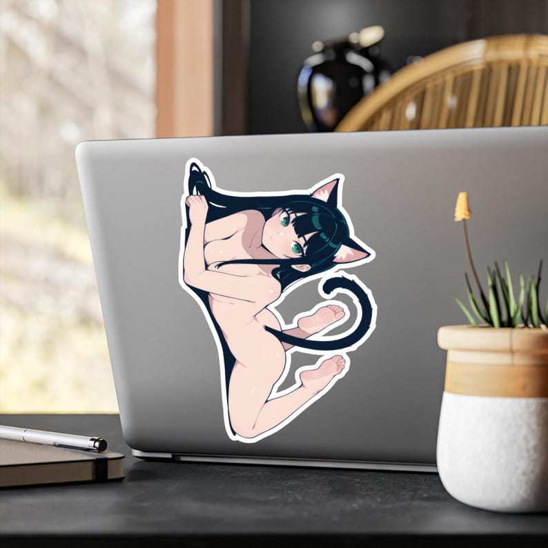 Nude Anime Cat-Girl Sticker, Sexy Anime Girl With Big Breasts Decal, Nude Hentai Girl NSFW Sticker 3"x4" 4"x6" 6"x8" 8"x10" image 4